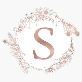 Letter S Rose Gold Pink Initial Monogram Sticker Vinyl Waterproof Sticker Decal Car Laptop Wall Window Bumper Sticker 5"