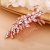 Teyglen Rhinestone Headpiece Bridal Crystal Hair Comb Full Pink Crystal