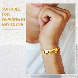 Magnetic Bracelet for Men, Stainless Steel 4 Elements Magnetic Bracelets, Adjustable Length Magnetic Field Therapy jewelry with Sizing Tool(Gift box packaging)