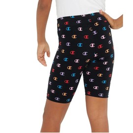 Champion Girls' Legacy American Classics All-Over Tight Biker Shorts, black