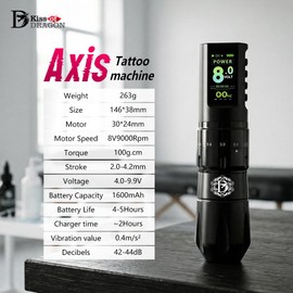 Tattoo Kit: Cordless Tattoo Gun with Adjustable Stroke, 38mm Grip Pen, 1600mAh Battery Tattoo Machine Practice Kit