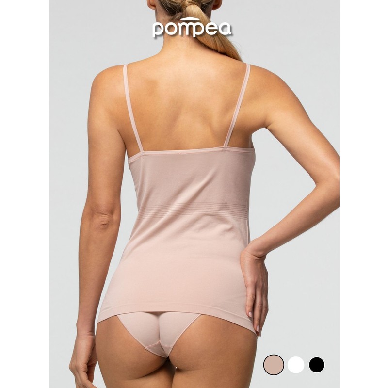 POMPEA 3 Pezzi Canotta Donna in Microfibra con Spalline Strette