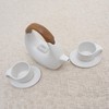 NOVICA White Ceramic Wood Modern Coffee & Tea Service Serveware