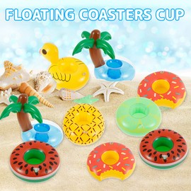 WILLBASIC Drink Floaties 13 Pack Pool Drink Floats Inflatable Drink Holder Floating Drink Holder Pool Accessories for Adults with Pump