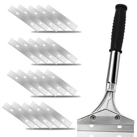 Wallpaper Scraper Blades, Heavy Duty Wall Non Slip Soft Grip Scraper Tool, 4 Inch Duty Durable Effortless Removal of Wallpaper Floor Tiles Comes with 20 Blades for Home Renovation