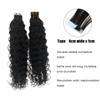 Curly Tape in Hair Extensions,14inch Natural Black Water Wave Real