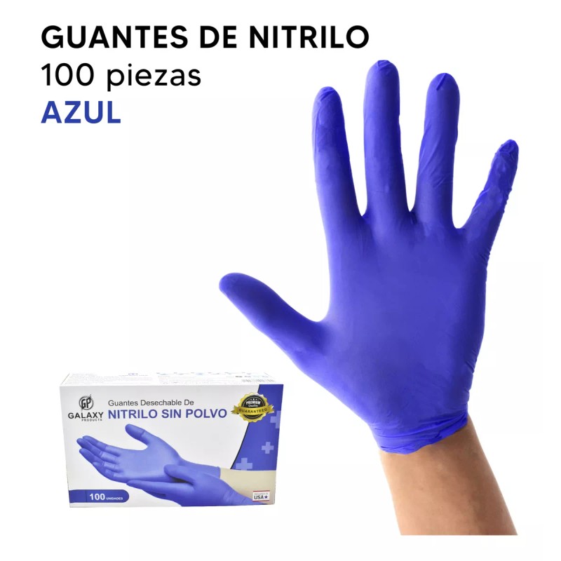 DCTG Guante De Nitrilo 100 Piezas Color Azul Talla Chica