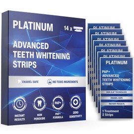 Platinum Pap+ Advanced Teeth Whitening Strips & Pap+ Whitening Pen | Instant Results Formula | 28 Whitening Strips | Up to 8 Shades Whiter Teeth | Vegan Friendly | Sensitivity Free | Peroxide Free