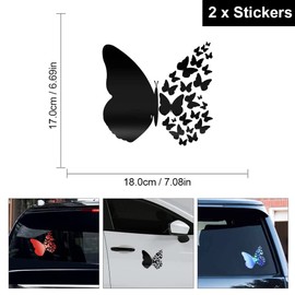 Leniutor 2PCS Butterfly Vinyl Sticker for Cars, Irregular Waterproof Holographic Blue 3D Butterflies Decals for Bumper Rear Window Door Wall Stickers for Women Girls 7.08” x 6.69” (Holographic Blue)