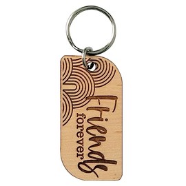 Dexsa Laser-Engraved Maple Wood Keychain - Friends forever | Laser Cut Shape and Laser Engraved Verse | Makes a Wonderful Gift | Metal Key Ring, Brown, 1.375" x 3.75" x .125"
