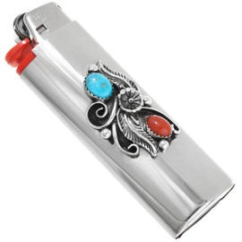Navajo Turquoise Silver Lighter Case Cover Sterling Nature-Inspired Details 0018