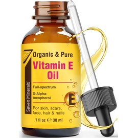 Seven Minerals Ultra Pure Vitamin E Oil - Full Spectrum D-Alpha Tocopherol 1 Fl Oz 100% Organic Naturally Occurring for Skin Facial Hair Scars = Not Synthetic 1 Fl Oz / 세븐 미네랄 울트라 퓨어 비타민 E 오일 - 풀 스펙트럼 D-알파 토코페롤 1 Fl Oz 피부 얼굴 머리카락 흉터에 대한 100% 유기농 자연 발생 = 합성이 아님 1 Fl Oz