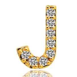 18K Gold Plated Iced Out 26 Initial Letters Single Bottom Grillz with Diamonds for Your Teeth Men Hip Hop Jewelry, Metal