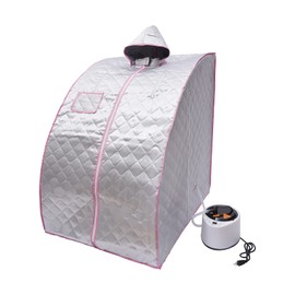 XUFOPLY Portable Steam Sauna, 110V 1000W Personal Indoor Sauna Tent 2L Folding Steam Sauna Box with Steam Generator & Remote Control for Home (Silvery)