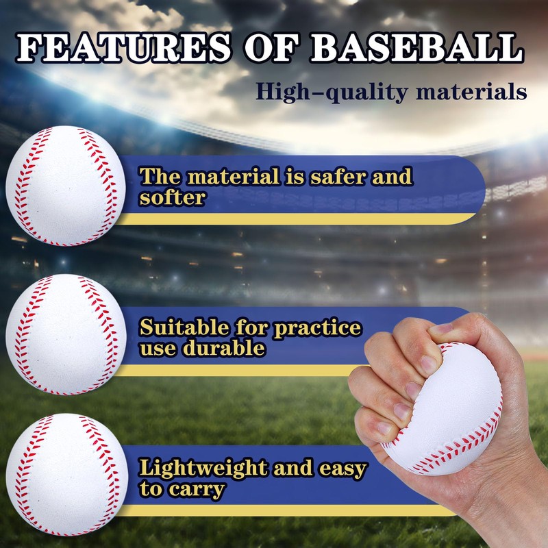 4 Pack Foam Baseballs, 9 Inch Soft Baseballs Training Pitch