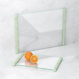 LANGBOHOS Glass Cutting Board with Silicone Grip, 80% Stronger Shatter Resistance and Slip Resistance,No Scratches/Microplastic-Free,Dishwasher Safe, Non Toxic Cutting Board for Kitchen (Green-2PCS)