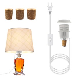 DIY Bottle Lamp Kit, Lamp Kits for Do it Yourself, E26 Edison Screw Bottle Lamp Holder Adaptor with 8 Ft Cord, Wine Bottle Table Lamp Kit, Lamp Making Kit, 3 Sizes of Stoppers, No Drilling Required