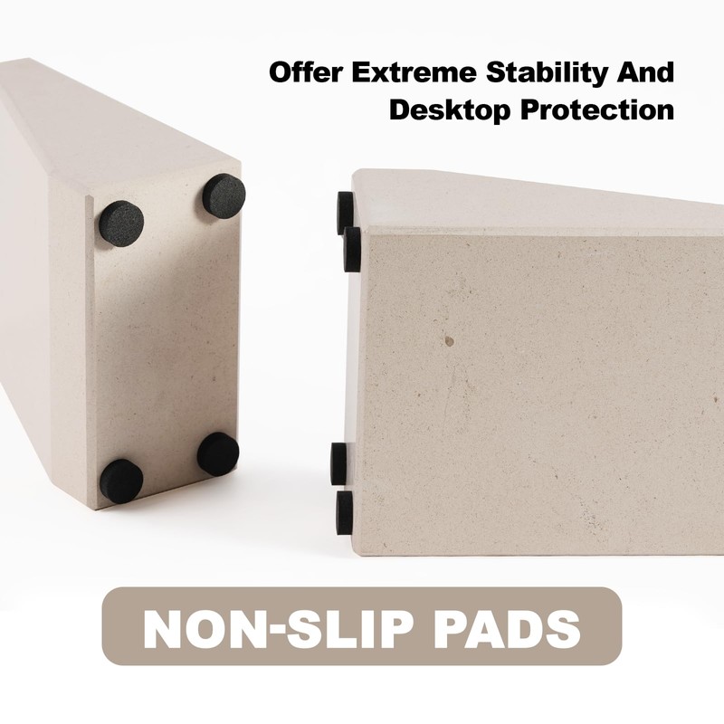 Book End, Natural Marble Bookend for Shelves, Non-Skid Bookends for