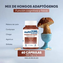 Multiblue Mushroom Apoya Inmune Y Reduce Colesterol 60 Caps                                                                                           