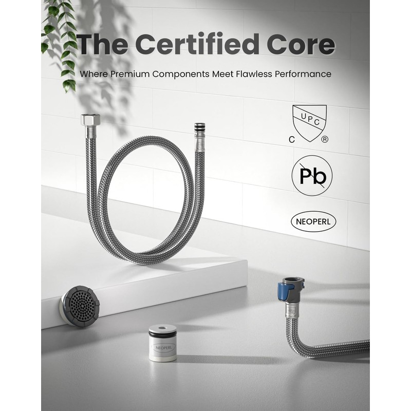 APPASO Kitchen Faucet with Water Filter, CUPC Certified Water Hose,