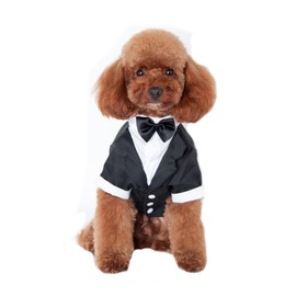 Keysui Black Dog Tuxedo Suit Puppy Wedding Clothes Coat Doggie Costume Medium