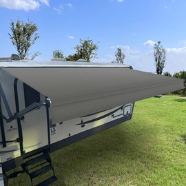 SHADEPLUS RV Awning Fabric Replacement,Camper Awning Replacement,16 oz Heavy Duty Waterproof Vinyl Universal RV Awning Replacement for All Brands Camper,Trailer, Motorhome Awnings,Smoke Grey 17'2''