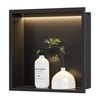 Neodrain Recessed Shower Niche with Light, 12"X12" Matte Black Stainless