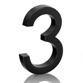 6" Floating Stainless Steel Address House Number, Modern Metal Anti-Rust House Numbers with Nail Kits for Door Garden Mailbox Decor Visibility Signage (3)