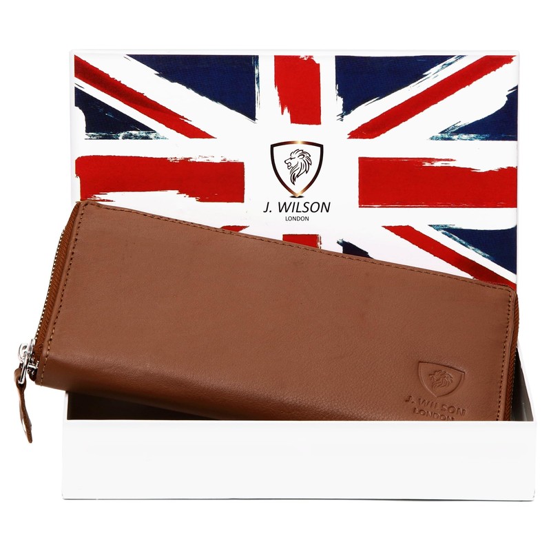 J. Wilson London Ladies RFID Safe Designer Leather Purse Card
