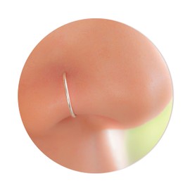 Silver Fake Nose Ring Hoop Piercing - 24 Gauge faux Nose Ring No Piercing Needed - Clip On Nose Jewelry