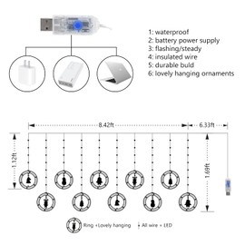 Christmas Lights Window Lights Christmas Decor Ring Lights 120 LED Lights 9.84 Feet Long Christmas String Lights Hanging with Flashing Bubble Lights Curtain Backdrop Home Garden Decorations Lights