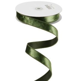 MEEDEE Green Velvet Ribbon 1 Inch Green Velvet Wired Ribbon 25 Yards Crushed Velvet Ribbon Velvet Christmas Ribbon Moss Green Velvet Ribbon for Christmas Tree, Wreaths Supplies, Christmas Bows Making