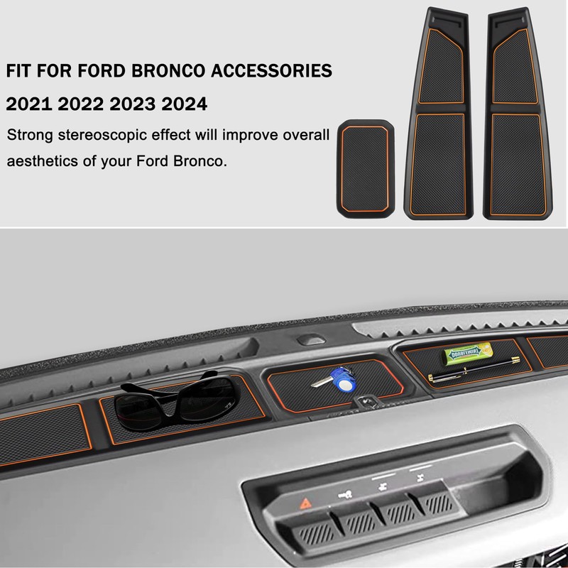 SENSHINE Silicone Dash Dashboard Cover Mat for Ford Bronco Accessories