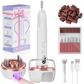 YENLOVE Nail Drill, Electric Nail File with Nail Lamp,Cordless Nail Filer for Acrylic Gel Nails, Professional Nail Drill Machine Polishing Tool Manicure Pedicure Kit Efile Nail Supplies for Home Salon