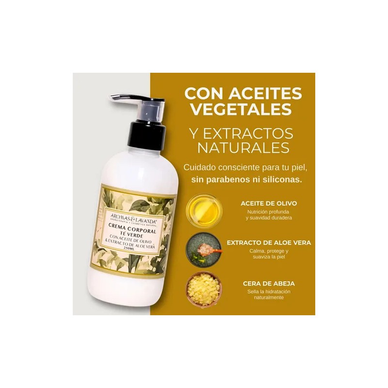 Crema Corporal Aromas y Lavanda Té Verde 250ml Con Aceite