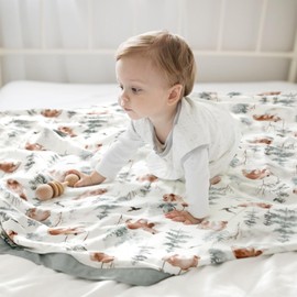 GRSSDER Cotton Muslin Quilt Blanket - Silky Soft and Breathable Baby Blanket Quilt, Oversized Muslin Blankets for Newborns, Toddlers & Kids, 6 Layers Reversible Design for All Seasons, 40" x 50"