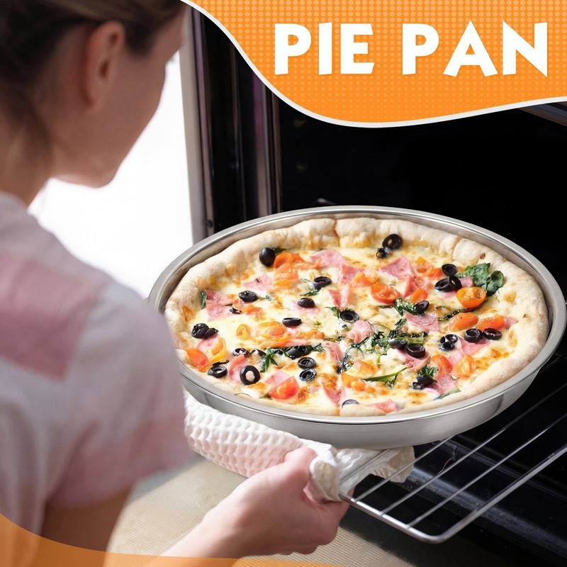Otoolling 3 Pcs Deep Stainless Steel Pie Pan Set -