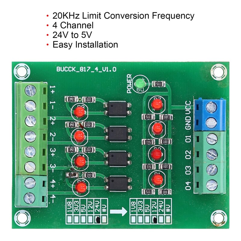 4 Channel Optocoupler Isolator Board PLC Signal Converter Module PNP