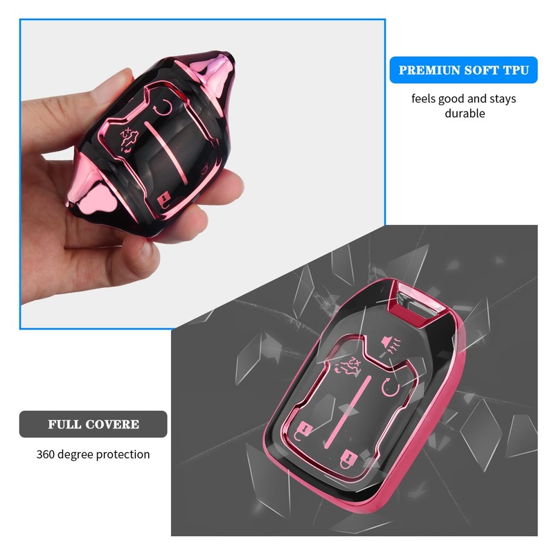 QBUC for GMC Key Fob Cover with Keychain,5 Button Soft