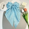 Light Blue Satin Hair Bow Barrette, Large French Metal Bowknot
