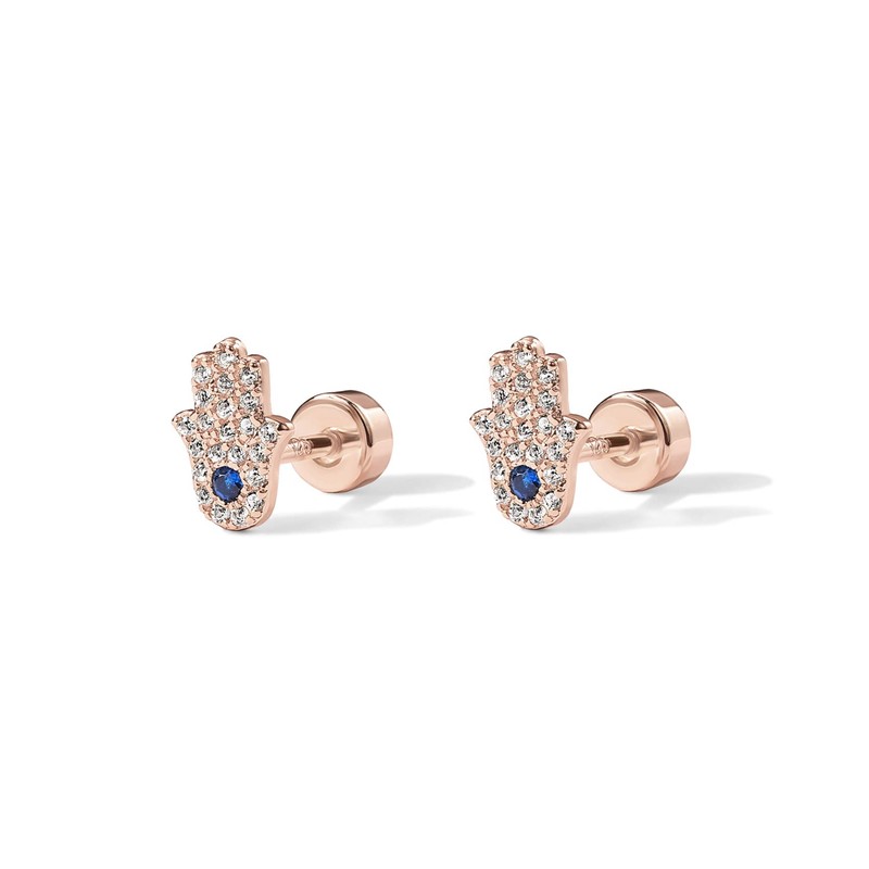 PAVOI 14K Gold Flat Backs (Hamsa, Rose Gold)