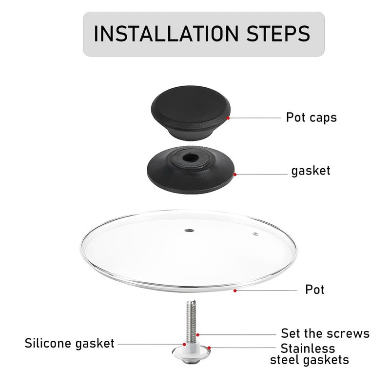 MIETONG 4 Pcs Black Pot Lid Knob - Universal Pot