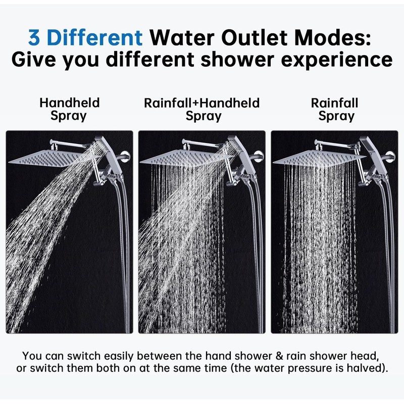 G-Promise All Metal 10 Inches Rainfall Shower Head with Handheld