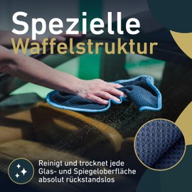 Aurum-Performance® Absorbent waffle cloth for car windows and window cloth, 100% lint-free and completely streak-free windscreen cleaning (set of 2, 60 x 40 cm)