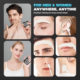 Kit de cera nasal para hombres, Kit de depilación de cera nasal con pantalla LED ajustable, Kit de depilación de cera para orejas para hombres y mujer