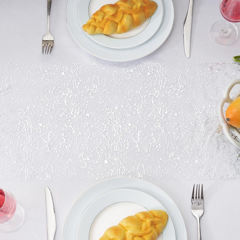 Silver Table Runner 28 x 275 cm Shiny Metallic Mesh