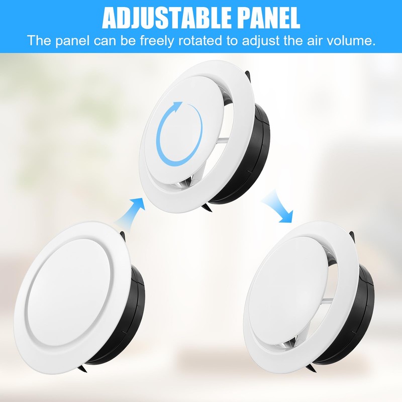 6 Inch Soffit Vent, Adjustable Air Vent Cover, ABS Round