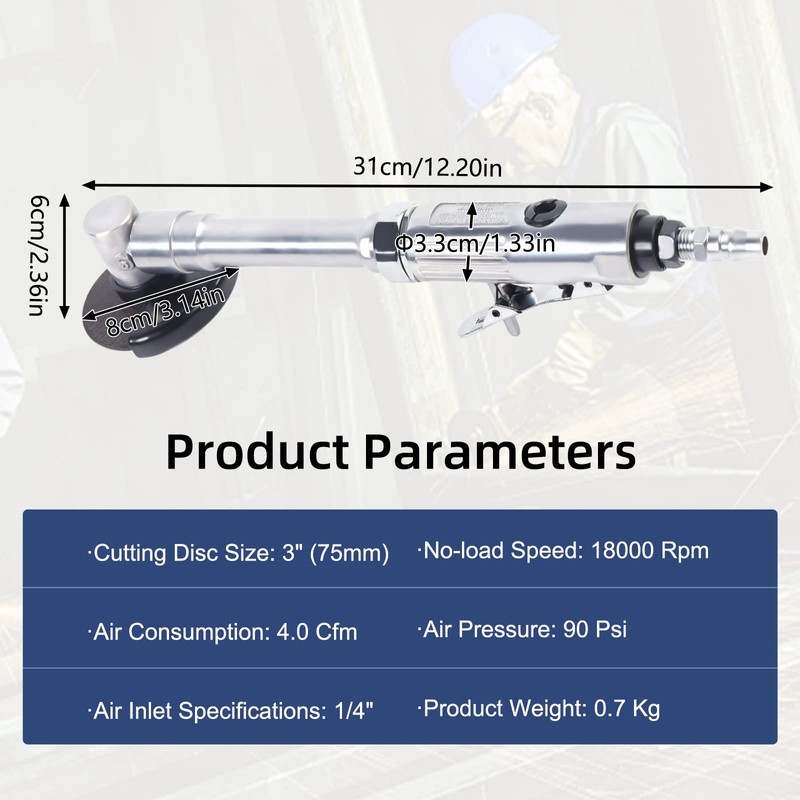 Long Handle Pneumatic Cut Off Tool 3-inch 18000RPM Air Cut-Off