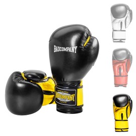 Bad Company Freedom Fighter Boxing Gloves Made of Faux Leather with Ventilation System and Wide Boxing Bandage with Velcro Fastener in Various Colour Combinations for Boxing Training, Sparring and