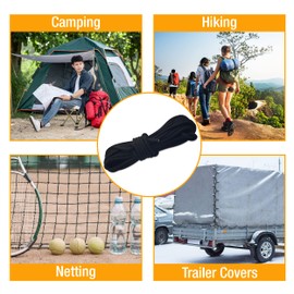 Bungee Cord – 10m x 6mm Elasticated Tarpaulin Bungee Cord – Heavy-Duty Tarpaulin Elastic Cord – Shock Securing Cord for Tarpaulins, Trailers, Camping, Sailboats and Industrial Use. Set by MYPURECORE
